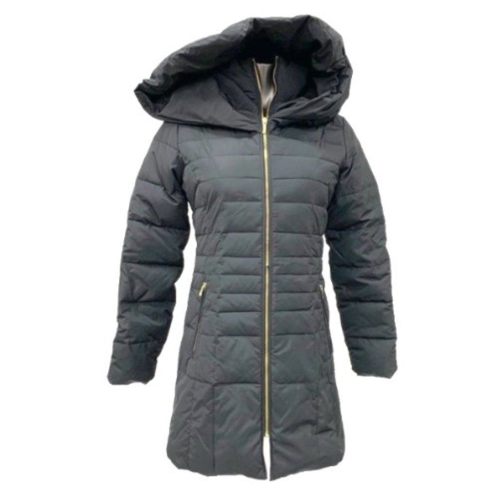 Black Cole Haan Long Hooded Puffer Coat - XS